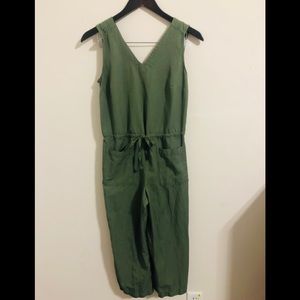 Olive green cropped jumpsuit